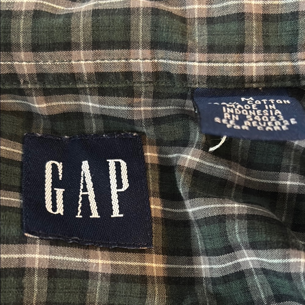 GAP Green and Navy Casual Button Down Shirt - Picture 3 of 5